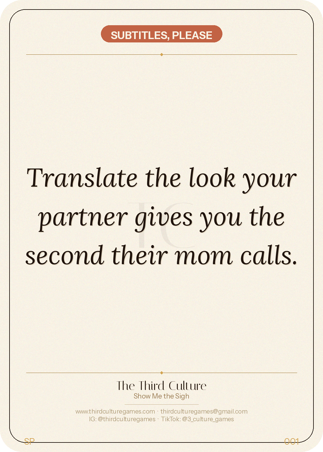 Game card prompt